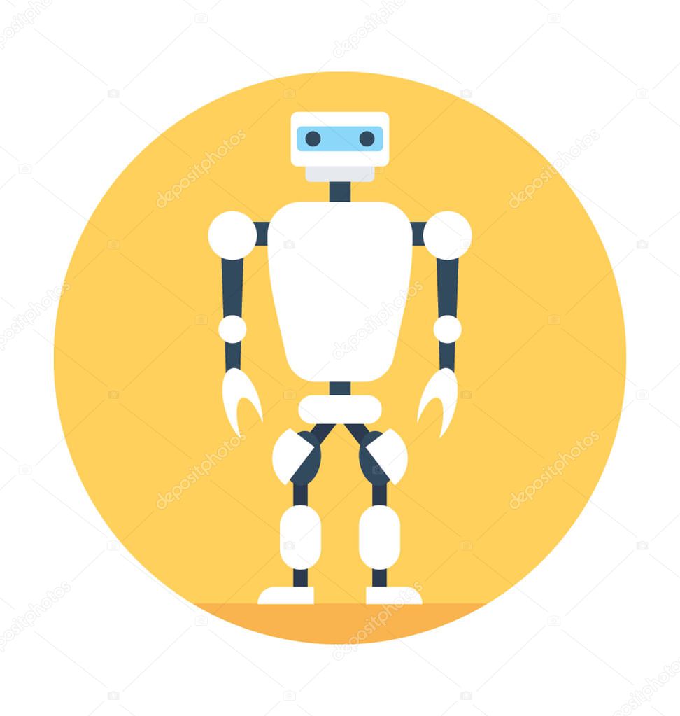 Humanoid Robot Flat Vector Icon