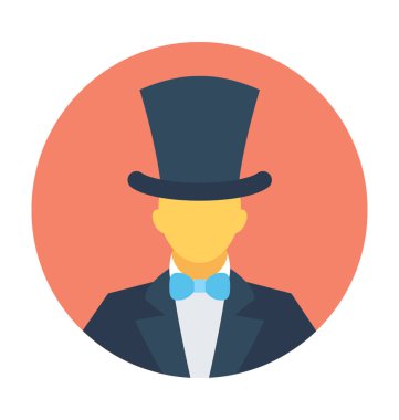 Sihirbaz düz vektör simgesi