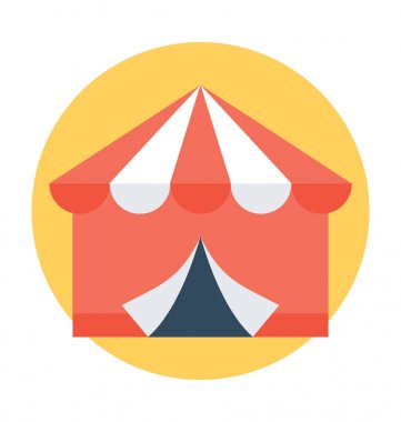 Sirk çadırı düz vektör simgesi