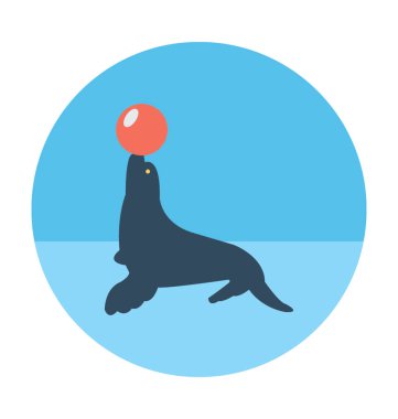 Sirk mühür düz vektör simgesi