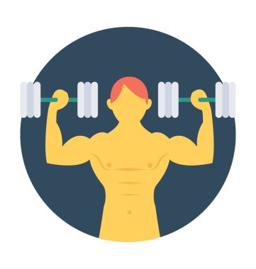 Vücut geliştirmeci düz vektör simgesi