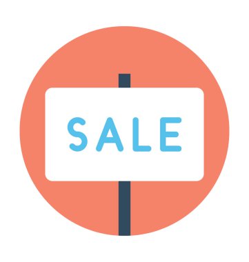 Satılık kurulu düz vektör simgesi