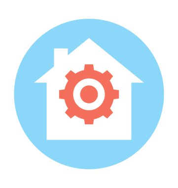 Konut iş düz vektör simgesi