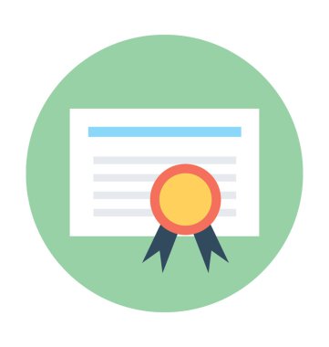 Sertifika düz vektör simgesi