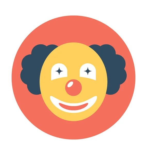 Clown Gezicht Platte Vector Icon — Stockvector