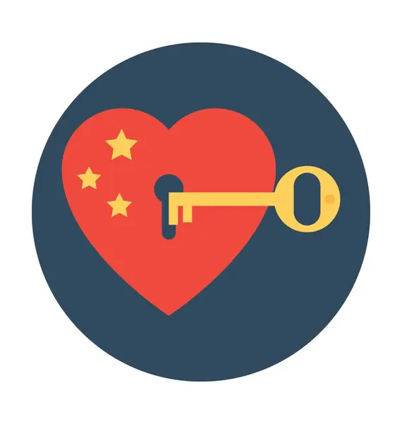 Heart Lock Flat Vector Icon — Stock Vector