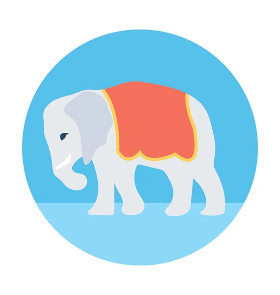 Cirkus Elefant Platta Vektor Symbol — Stock vektor