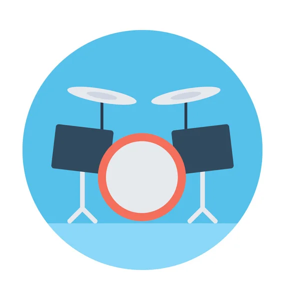 Drum Kit Flache Vektorsymbol — Stockvektor