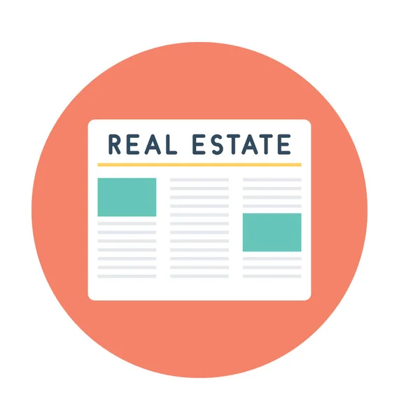 Real Estate News Flat Vector Icon — Stock Vector