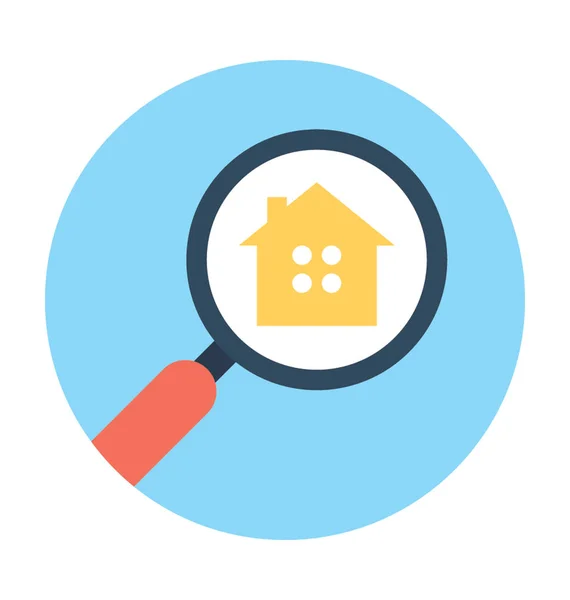 House Search Flat Vector Icon — Stock Vector