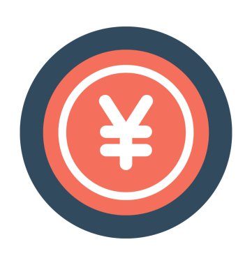 Yen düz vektör simgesi