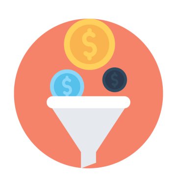 Para filtre düz vektör simgesi