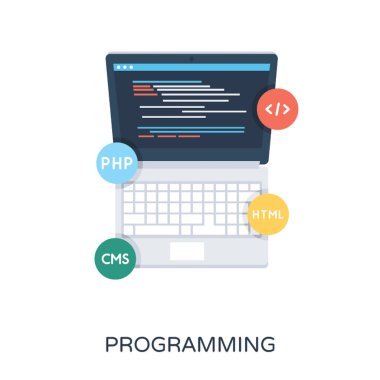 Programlama düz vektör simgesi