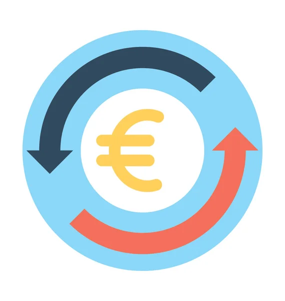 Eura Exchange Flat Vektorové Ikony — Stockový vektor