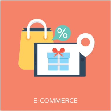 E ticaret düz vektör simgesi