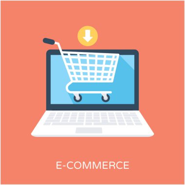E ticaret düz vektör simgesi