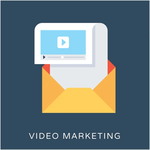Video Marketing Icono de vector plano — Vector de stock