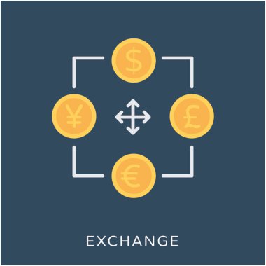 Exchange düz vektör simgesi