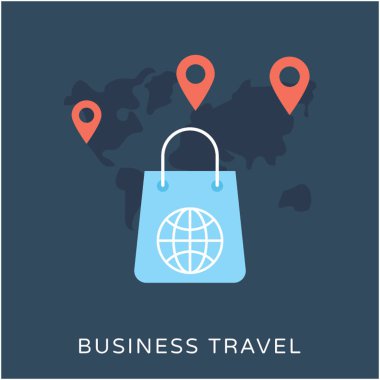 İş seyahat düz vektör simgesi