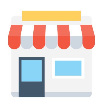 Alışveriş mağazası düz vektör simgesi