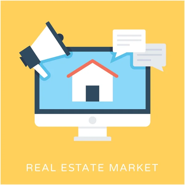 Real Estate Market Flat Vector Icon — Stock Vector