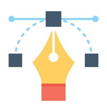 Bezier aracı düz vektör simgesi