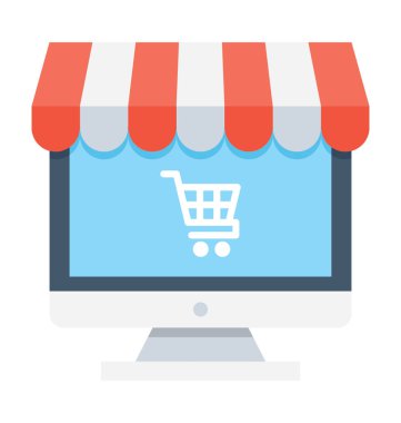 çevrimiçi alışveriş düz vektör simgesi