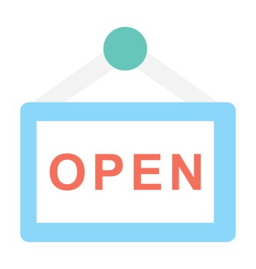 Açık tabela düz vektör simgesi