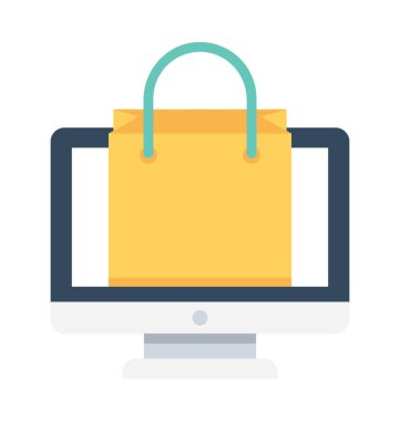 çevrimiçi alışveriş düz vektör simgesi