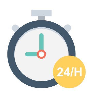 Yirmi dört saat düz vektör simgesi