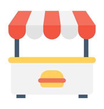 Burger Stall düz vektör simgesi