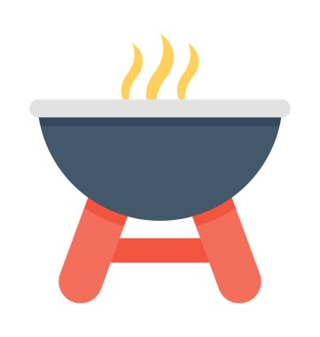 Barbekü Izgara düz vektör simgesi