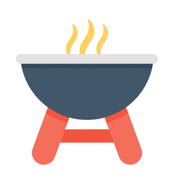 Bbq Grill Lapos Vector Icon — Stock Vector