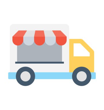 Gıda kamyon düz vektör simgesi