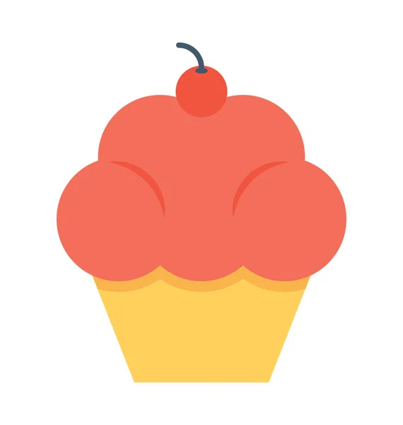 Cupcake Platte Vector Pictogram — Stockvector