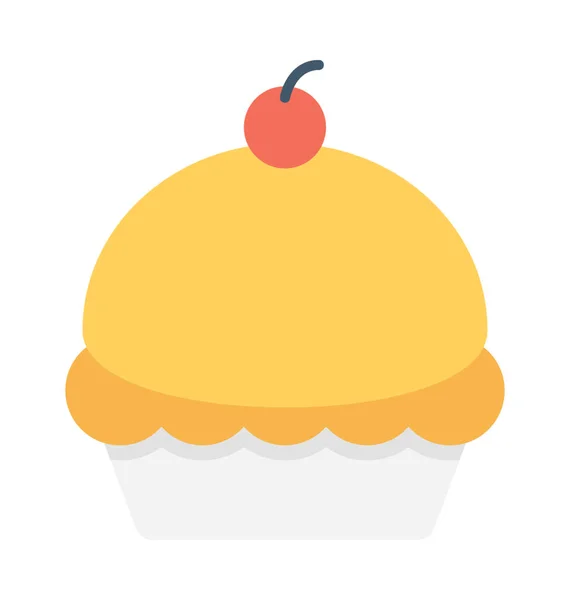 Cupcake Plano Vector Icono — Archivo Imágenes Vectoriales