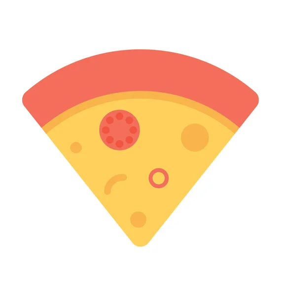 Pizza Slice Flat Vector Icon — Stock Vector