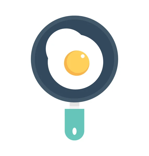 Жареное Яйцо Плоской Векторной Иконой — стоковый вектор