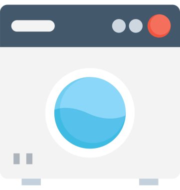Çamaşır makinesi düz vektör simgesi