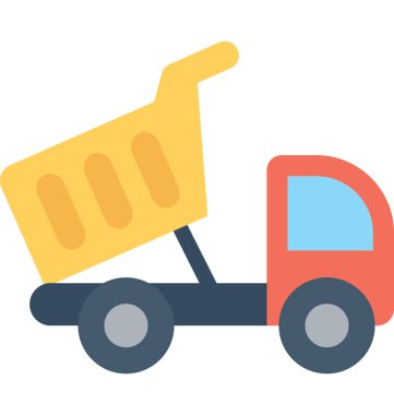 Damperli kamyon düz vektör simgesi