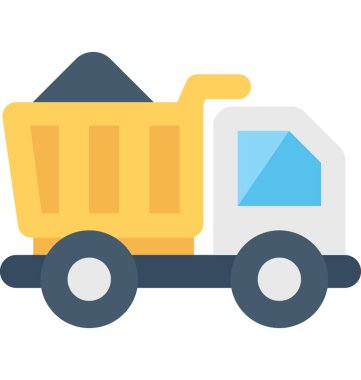 Damperli kamyon düz vektör simgesi