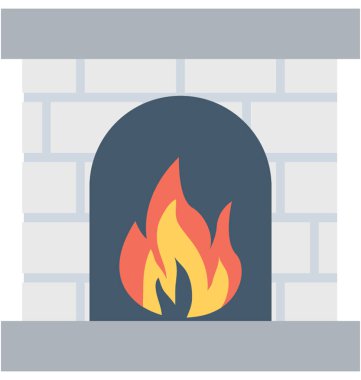 Şömine düz vektör simgesi