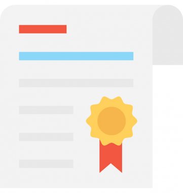 Sertifika düz vektör simgesi