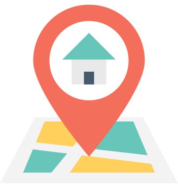 Evin konumu düz vektör simgesi