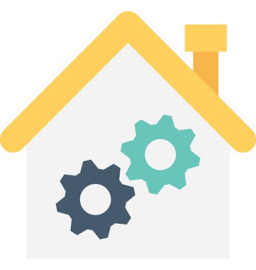 Konut iş düz vektör simgesi