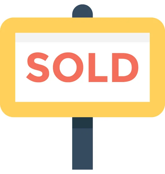 Sold Sign Board Flat Vector Icon — Stock Vector