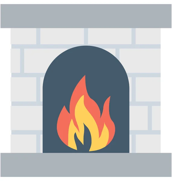 Chimenea Plana Vector Icono — Vector de stock