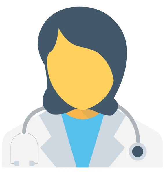 Mujer Doctor Plano Vector Icono — Archivo Imágenes Vectoriales