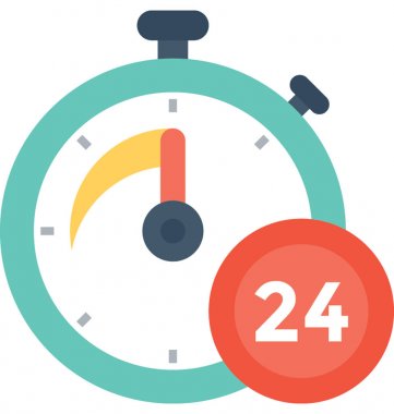 24 saat düz vektör simgesi