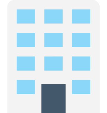 Otel binası düz vektör simgesi